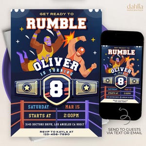 Wrestling-Geburtstagseinladung, EDITIERBARE Boxen MMA Party einladen, Bereit zu Rumble, Cup-Geburtstags-Einladung, Instant Download KP486