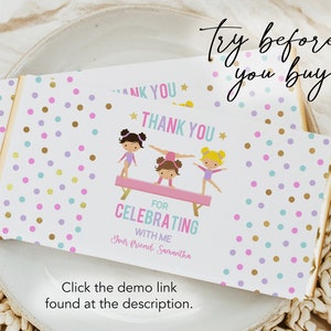 Gymnastics Chocolate Bar Label Template, Editable Gymnasts Candy Bar ...