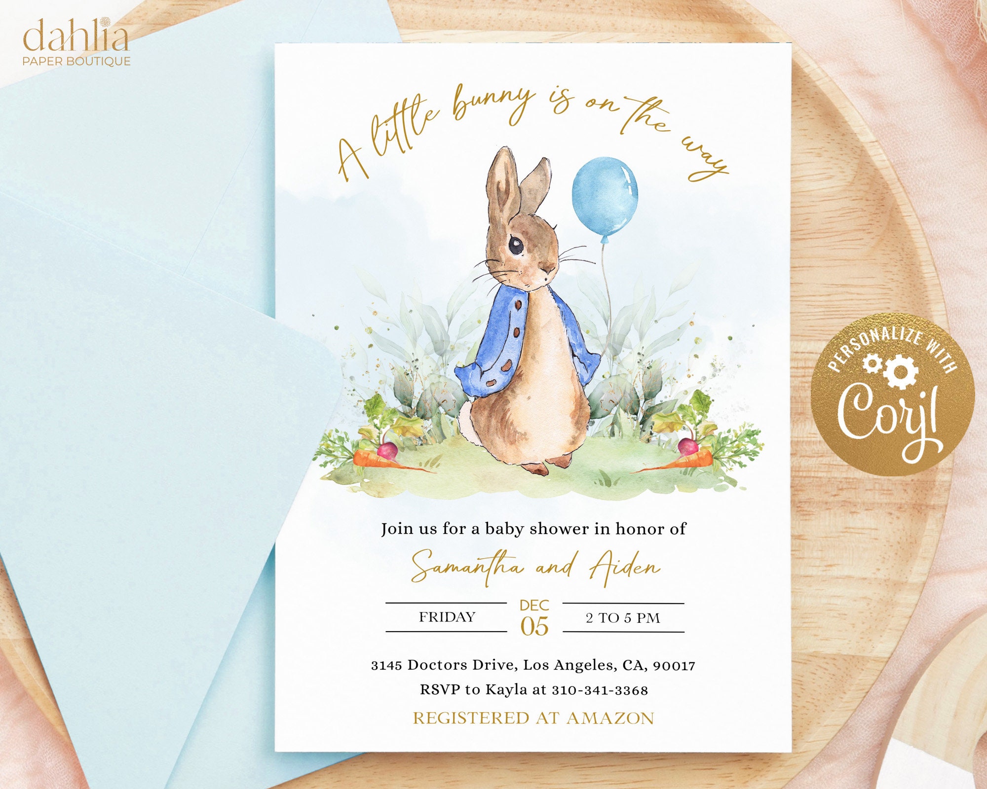 Peter Rabbit Baby Shower Invitation Boy Baby Shower Invitation