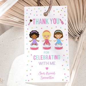 EDITABLE Thank You For Coming Gift Tag, Spa Birthday Template, Editable Pamper Party Favor, Manicure & Pedicures Party, Glam Squad, KP096