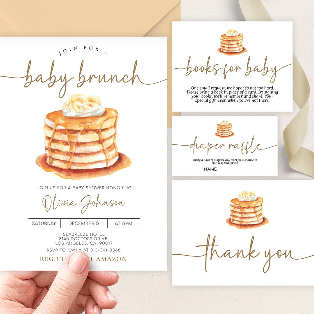 EDITABLE Baby Brunch Invitation Set, Pancake Breakfast Baby Shower Invite,  Minimalist Sunday Brunch Pack, Luncheon, Instant Download, BS255 - Etsy, image size:1080x1080