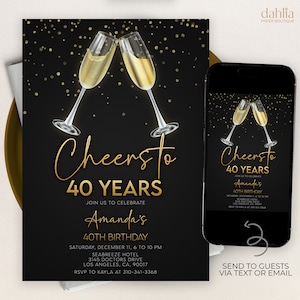 Champagne Birthday Invitation, Editable Minimalist Wine Birthday Invite, 30th 40th 50th Any Age, Liquor Celebration Printable Download AP014