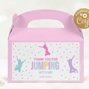 Jump Gable Box Label Template, Editable Trampoline Party Sticker, Girl Bounce House Birthday Label, Let's Jump Party, Instant Download JP002