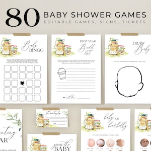 Editable 80 Storybook Baby Shower Games, New Chapter Baby Shower Bundle, Storybook Themed Baby Shower Games Set, Instant Download, BS158