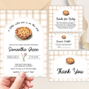 Conjunto de chá de bebê Little Cutie Pie, convite EDITÁVEL para brunch de bebê, pacote minimalista de chá de bebê de outono de ação de graças, download instantâneo, BS516