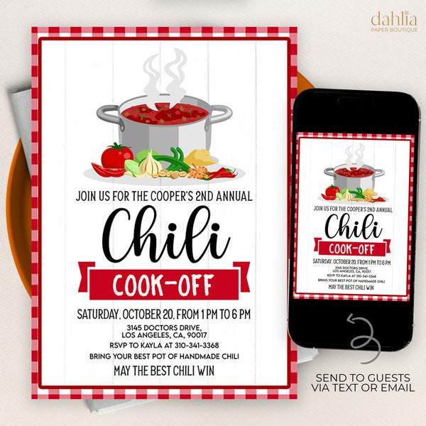 Chili Cookoff Invitation, Editable Chili Tasting Contest Competiton Invite, PTA PTO School Church Fundraiser Event Flyer, Instant Download