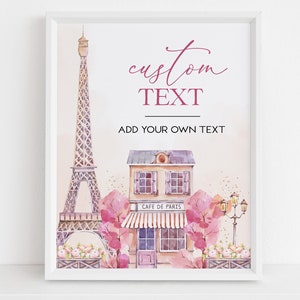 EDITABLE Paris First Birthday Custom Text Sign, Pink Parisian Cafe Banner, French 1st Party Template, Eiffel Tower, Instant Download KP050