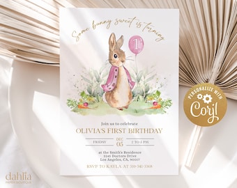 1st Anniversaire Fille ou Garçon Peter Rabbit personnalisé Carte Vierge Insert & Enveloppe