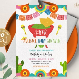 Invito per baby shower medio Nacho, Invito per baby shower Fiesta, Invito per baby shower Taco, Invito per baby shower Cactus, Baby shower messicano, BS096