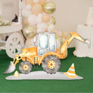 Recorte decorativo grande de camión de construcción, cumpleaños de camión volquete, fiesta de excavadora, accesorio para cumpleaños de niño, descarga instantánea, archivo imprimible, KP189