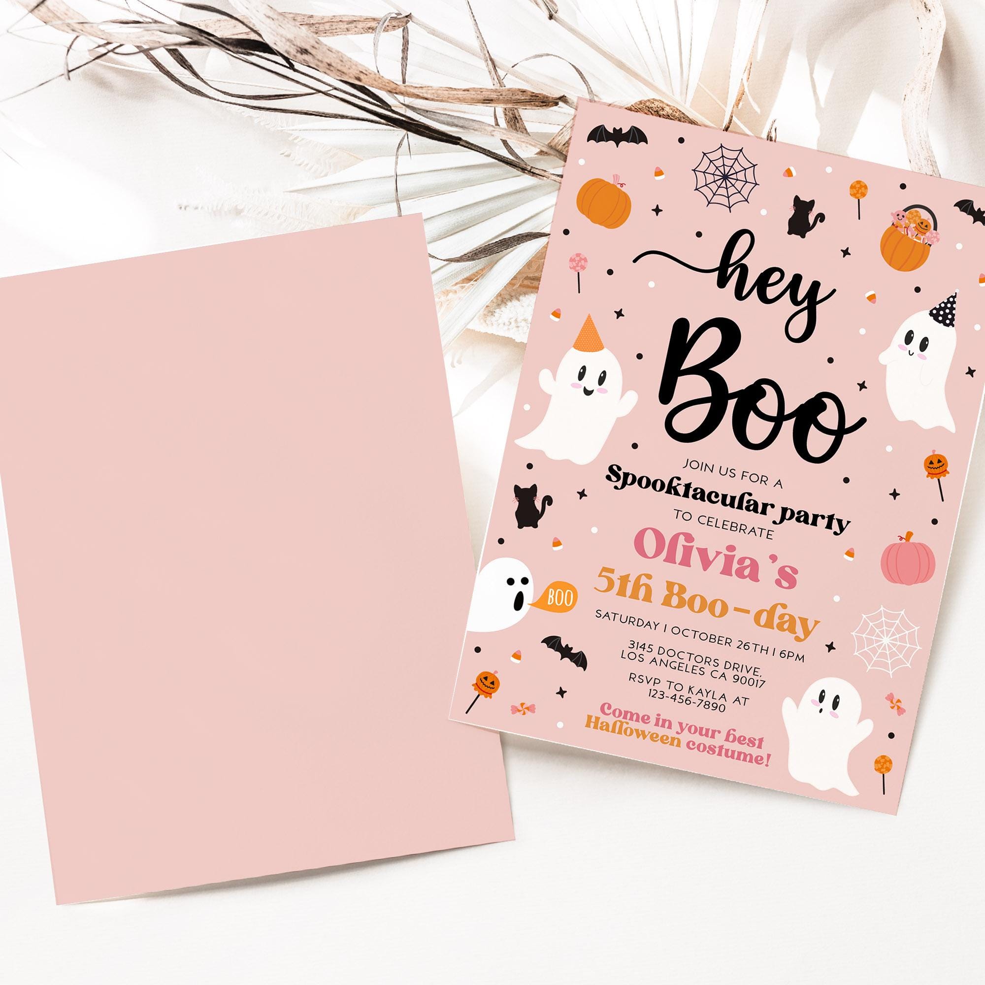 Hey Boo Birthday Invitation, EDITABLE Spooky Halloween Party Template ...