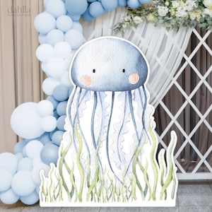 Recorte de decoración grande bajo el mar, recorte de medusas, fiesta de cumpleaños con temática del océano, decoración de animales marinos, archivo imprimible de descarga instantánea KP095
