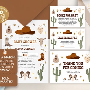 Wild West Baby Shower Invitation, EDITABLE Cowboy Rodeo Party Invite Template, Western Ranch Country, Gender Neutral, Instant Download BS136 image 7