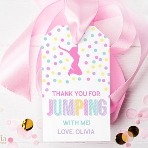EDITIERBARE Danke fürs Kommen Geschenkanhänger, Jump Party Favor Tag, Danke, dass Sie mit mir springen, Bounce House Geburtstagsetikett, Geschenkanhänger, JP002