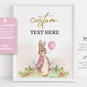 Peter Rabbit First Birthday Milestone Poster, EDITABLE Birthday Sign Template, Baby's 1st Birthday, Rustic Bunny, Instant Download, Corjl image 6