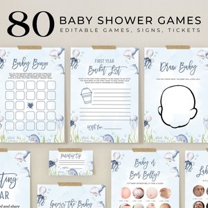 EDITABLE 80 Under The Sea Baby Shower Games, Ocean Animals Game Bundle, Nautical Games Set, Blue Boy Baby Sprinkle, Instant Download, BS139