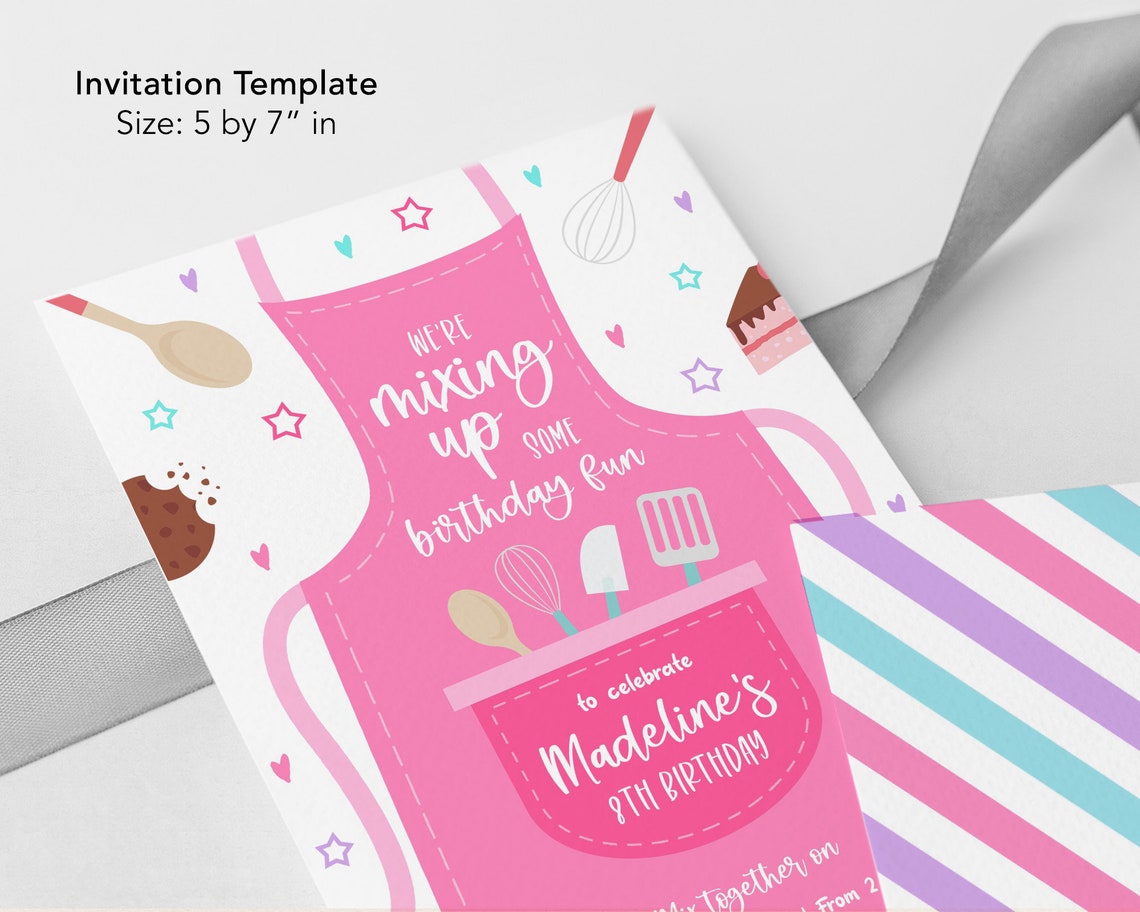 EDITABLE Baking Birthday Invitation Kitchen Party Invite Etsy