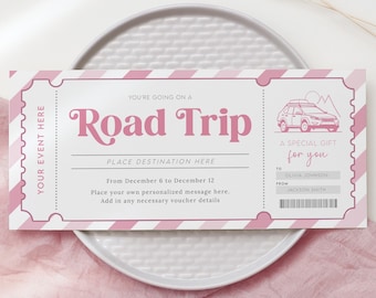 Road Trip Gift Voucher, Editable Weekend Away Trip Certificate, Printable Road Trip Ticket Invitation, Surprise Travel Voucher, Any Occasion