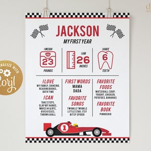 Race Car 1st 2nd Birthday Board, Boy Milestone Birthday Chalkboard Sign, Red  Yellow Cars Theme, Party Poster, DIGITAL FILE 