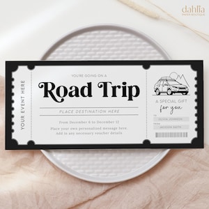 Road Trip Gift Voucher, Editable Weekend Away Trip Certificate, Printable Road Trip Ticket Invitation, Surprise Travel Voucher, Any Occasion