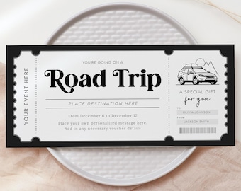 Road Trip Gift Voucher, Editable Weekend Away Trip Certificate, Printable Road Trip Ticket Invitation, Surprise Travel Voucher, Any Occasion