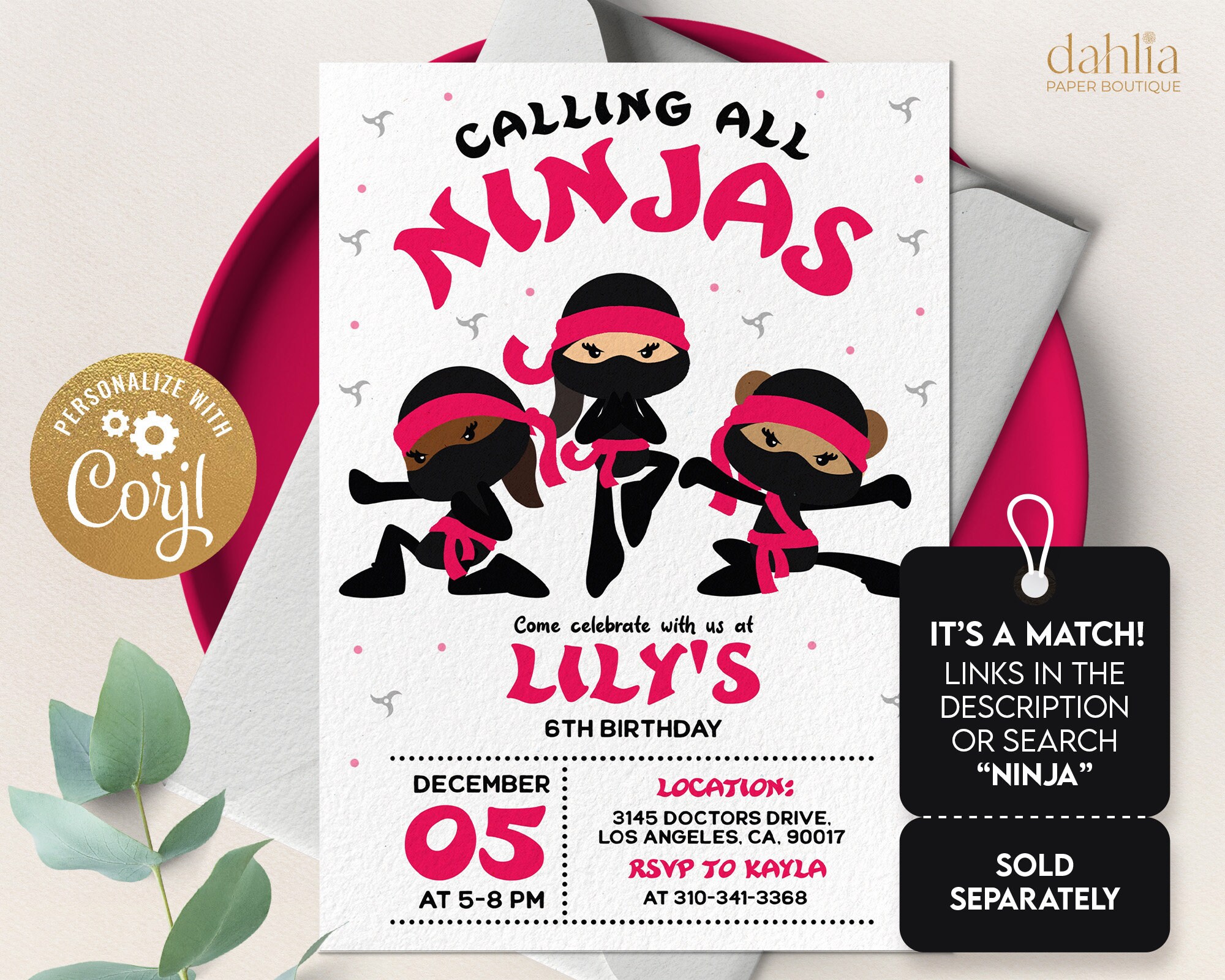 EDITABLE Ninja Birthday Thank You for Coming Gift Tag Ninja - Etsy ...