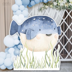 Under The Sea Big Decor Cutout, Pufferfish Cutout, Ocean Themed Birthday Party, Sea Animal Prop Decor, Instant Download Printable File KP095