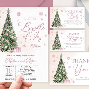 A Little Bundle of Joy Invitation Set EDITABLE Christmas Tree - Etsy