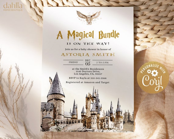 Editable Harry Potter Wizard Babies Baby Shower Invitation DIY