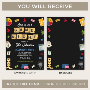 Game Night Invitation, EDITABLE House Party Invite, Board Games ...