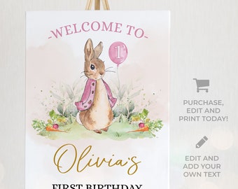 Personalised Peter Rabbit Birthday Bunting Banner - 3m, 1st 2nd Kids Party