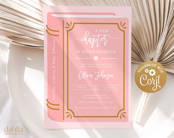 Storybook Baby Shower Invitation Template, EDITABLE A New Chapter Begins Party Invite Template, Once Upon A Time, Instant Download BS137