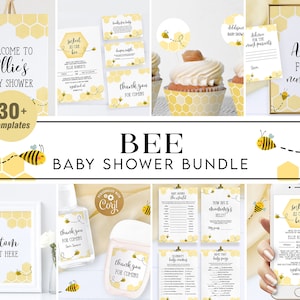 Sweet As Can Bee Baby Shower Baby Shower Bundle, Bee Honeycomb Baby Shower Invitation Set, Bee Baby Shower, Unisex Baby Shower, BS013, Corjl