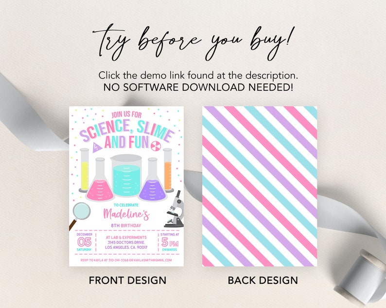 EDITABLE Science Birthday Invitation Girl Science Party Etsy
