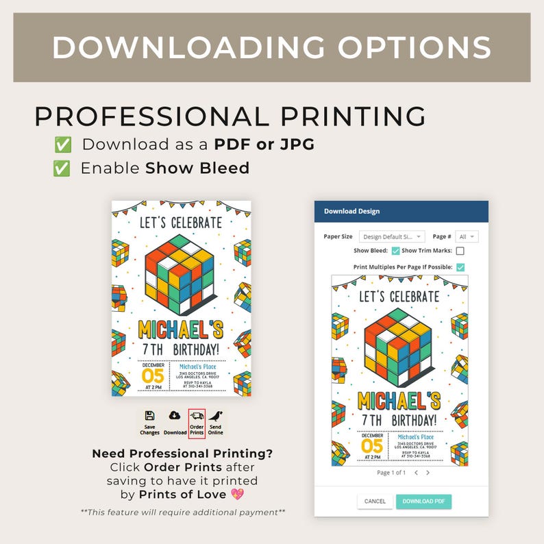 EDITABLE Puzzle Cube Party Invitation, Kids Game Birthday Invite, Game ...