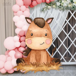 Recorte de decoração grande de animal de celeiro, recorte de cavalo, aniversário de fazenda, festa de rancho, adereço de aniversário de celeiro, download instantâneo, arquivo para impressão, KP082