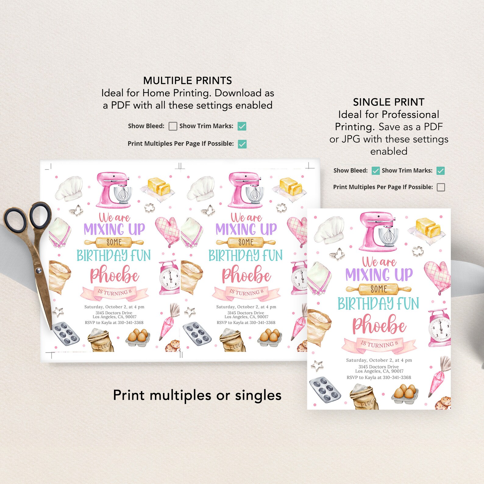 EDITABLE Baking Birthday Invitation, Kitchen Party Invite Template ...