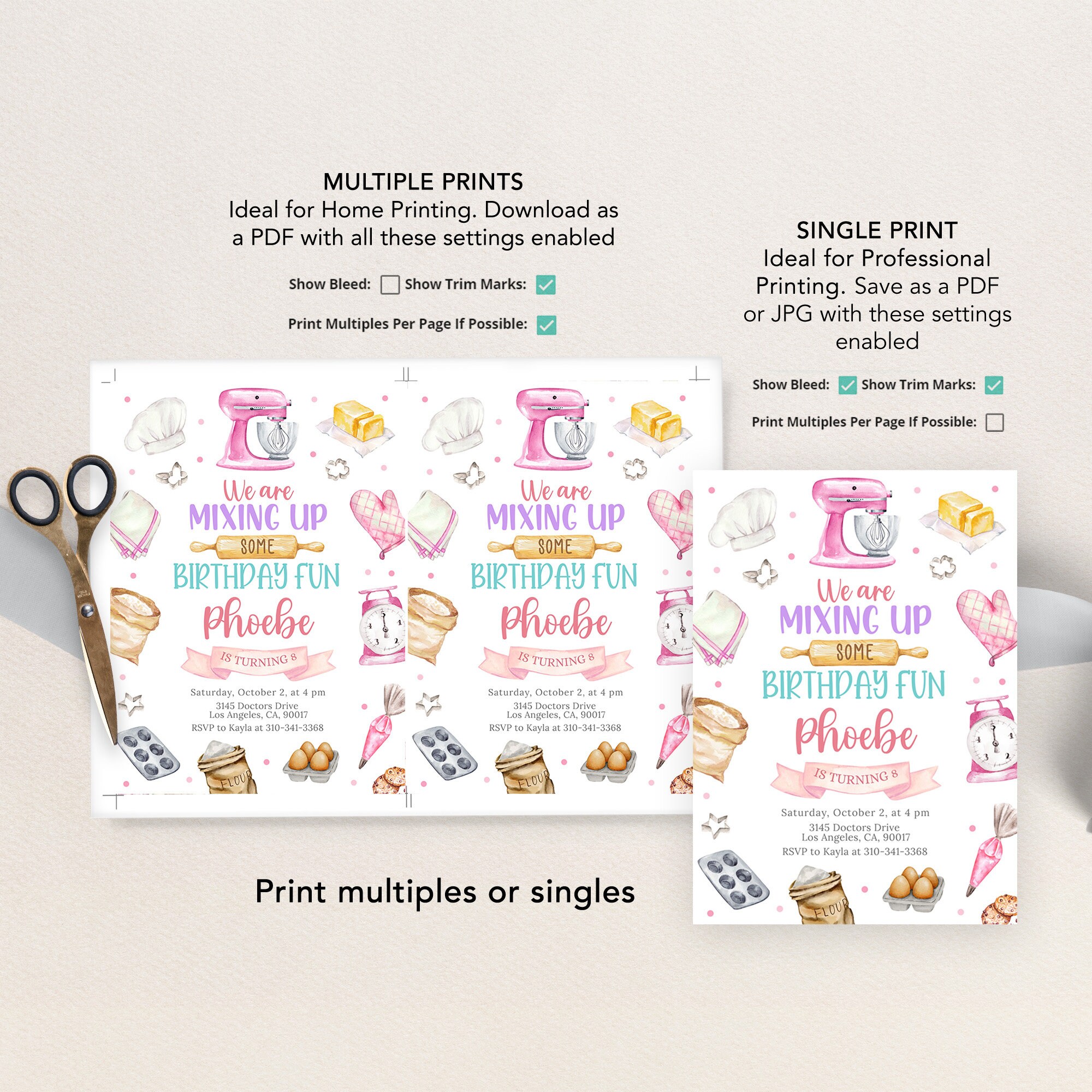 EDITABLE Baking Birthday Invitation, Kitchen Party Invite Template ...