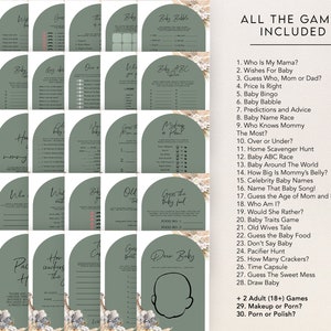 EDITABLE 30 Boho Safari Baby Shower Games, Jungle Baby Shower Game Bundle, Jungle Animals, Safari Animals, Sage Green, Instant File, BS118 image 2