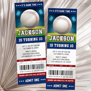 Baseball Ticket Geburtstagseinladung, bearbeitbare benutzerdefinierte MLB Ticket einladen Vorlage, druckbare Sportparty, jedes Alter, Sofort Download, KP277