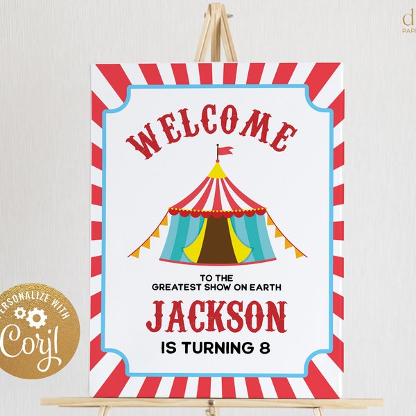 Carnival Birthday Welcome Sign, EDITABLE Circus Party Decor, Kids Birthday Banner, Boy Tween Celebration, Fun Rides, Instant Download KP120