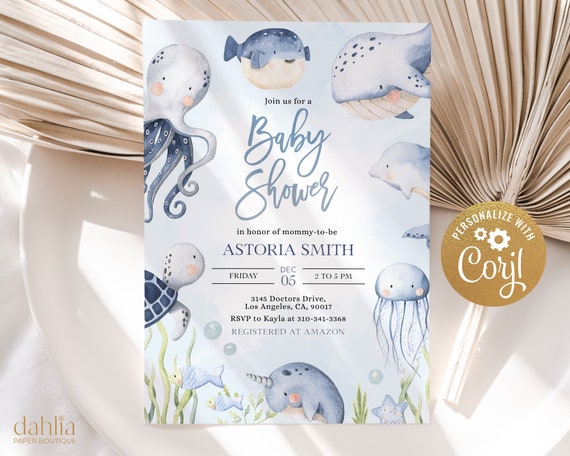 Under the sea baby shower hotsell invitations templates