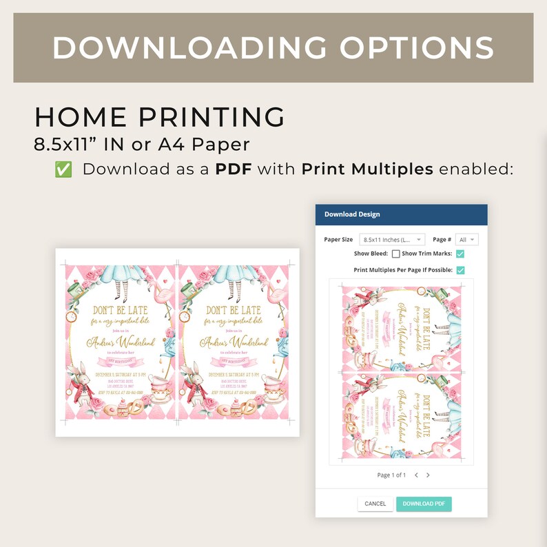 Alice in Wonderland First Birthday Invitation, EDITABLE Whimsical Mad Tea Party Invite Template, Pink Onederland Girl Instant Download KP073 image 4