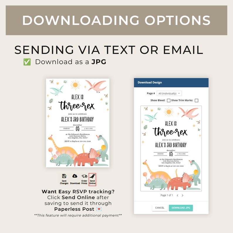 EDITABLE Dinosaur Birthday Invitation, Three-Rex Party Invite Template, Colorful Dino Island, Jurassic Kids Birthday, Instant Download KP124 image 5