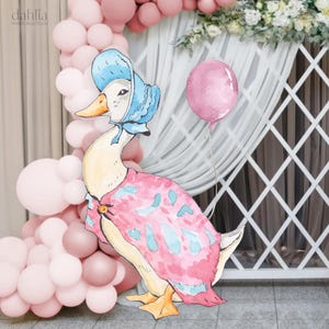 Peter Rabbit Grande Decorazione Ritagliata, Anatra Rosa Compleanno, Coniglietto Flopsy Rustico, Anatra Rosa Ragazza Prop, Download Istantaneo, File Stampabile, KP059