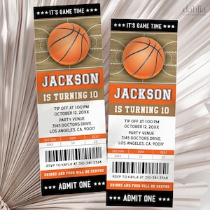 Basketball Ticket Geburtstagseinladung, bearbeitbare Basketball Ticket einladen, Kinder Basketball, digital druckbare Vorlage Sofortiger Download KP269
