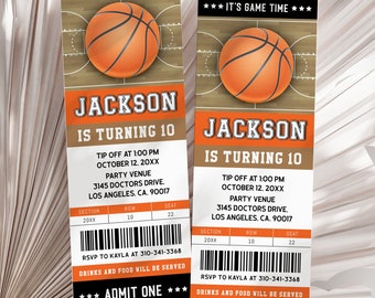 Basketball Ticket Birthday Invitation, Editable Basketball Ticket Invite, Kids Basketball, Digital Printable Template Instant Download KP269