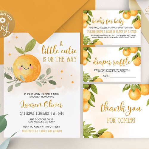 Clementine Cutie Baby Shower Spring Summer Little Cutie on the Etsy