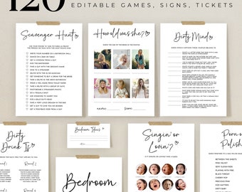 Bachelorette Party Games, Printable Funny Bachelorette Game Set, Minimalist Dirty Bachelorette Game Pack, Editable Clean Bach Games, BC001