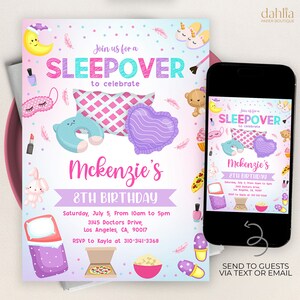 Invitation d’anniversaire à une soirée pyjama, invitation à une soirée pyjama modifiable, Kids Glitz and Glam Squad, Tween Pyjama Party, Girls Movie Night, KP220